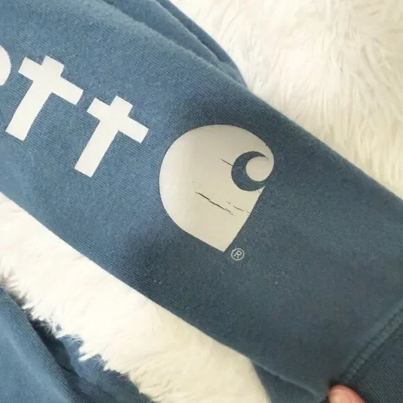 Men Carhartt Original Fit Long Sleeve Logo Shirt Slate Blue Size 2XL - Picture 7 of 8